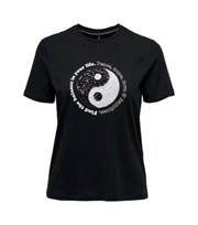ONLY Black Sequin Yin and Yang Logo T-Shirt